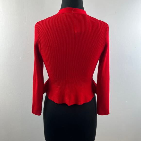 CALVIN KLEIN Red Vibrant Open Knit Cardigan Size S Small NEW - Picture 4 of 7